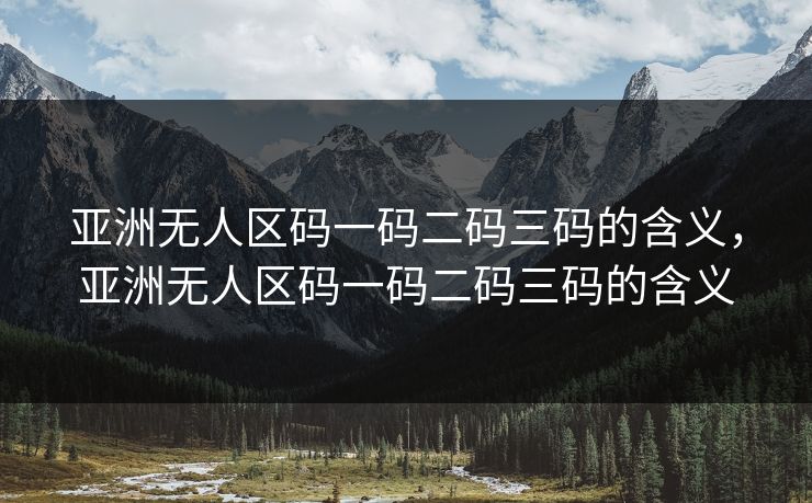 亚洲无人区码一码二码三码的含义，亚洲无人区码一码二码三码的含义
