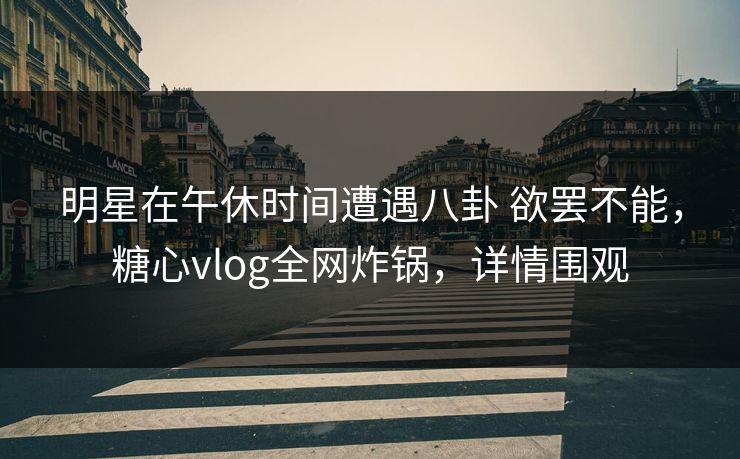 明星在午休时间遭遇八卦 欲罢不能，糖心vlog全网炸锅，详情围观
