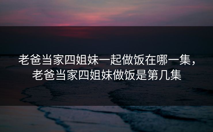 老爸当家四姐妹一起做饭在哪一集，老爸当家四姐妹做饭是第几集