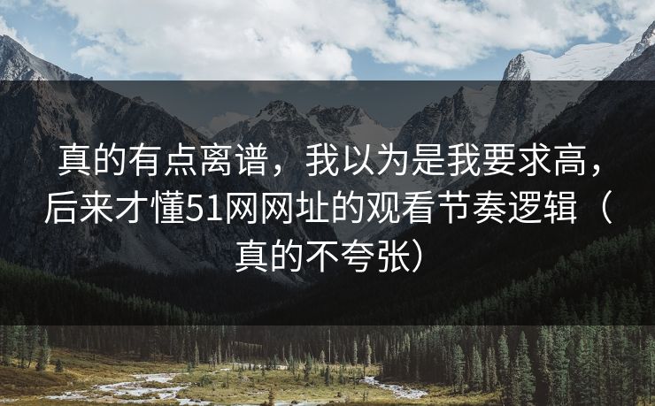 真的有点离谱,我以为是我要求高,后来才懂51网网址的观看节奏逻辑(真的不夸张)