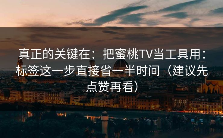 真正的关键在:把蜜桃TV当工具用:标签这一步直接省一半时间(建议先点赞再看)